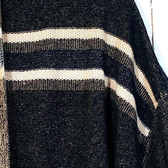 Vince Wool Cashmere Long Open Cardigan Sweater Size Small Black Tan Striped - Picture 8 of 13